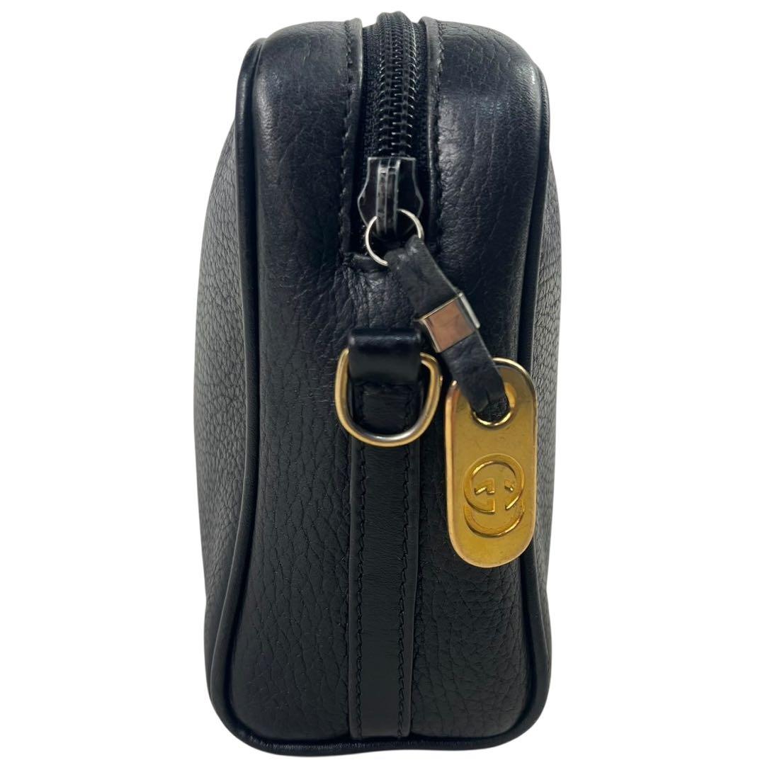 希少 グッチ ショルダーバッグ 2way インターロッキング ブラック レザー