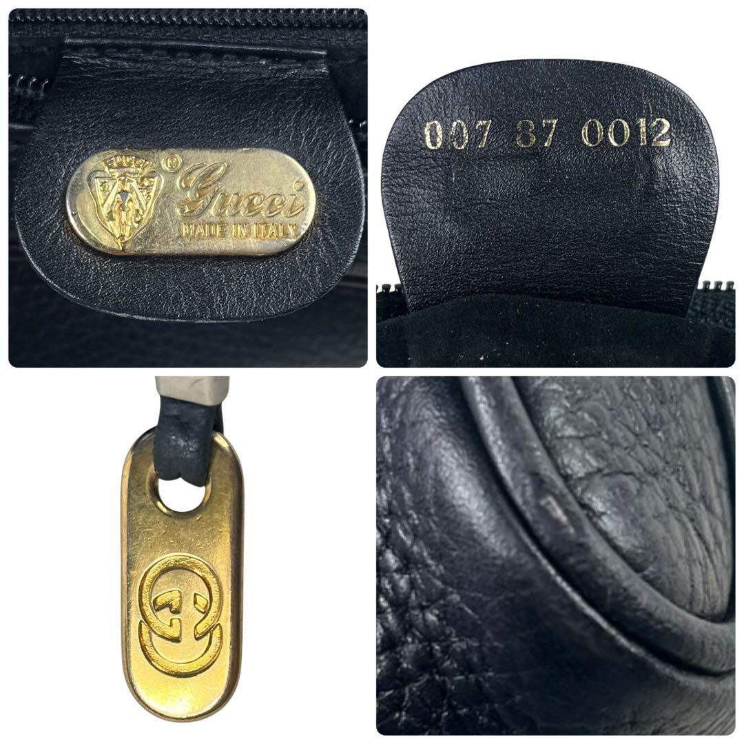 希少 グッチ ショルダーバッグ 2way インターロッキング ブラック レザー