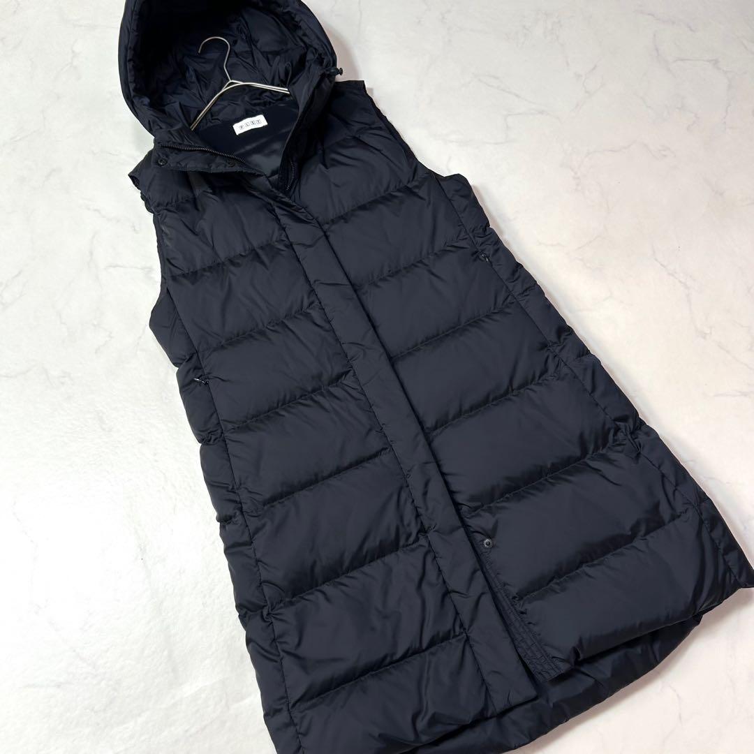 美品 プラステ ロングダウンベスト ネイビー ダウンコート ブルゾン