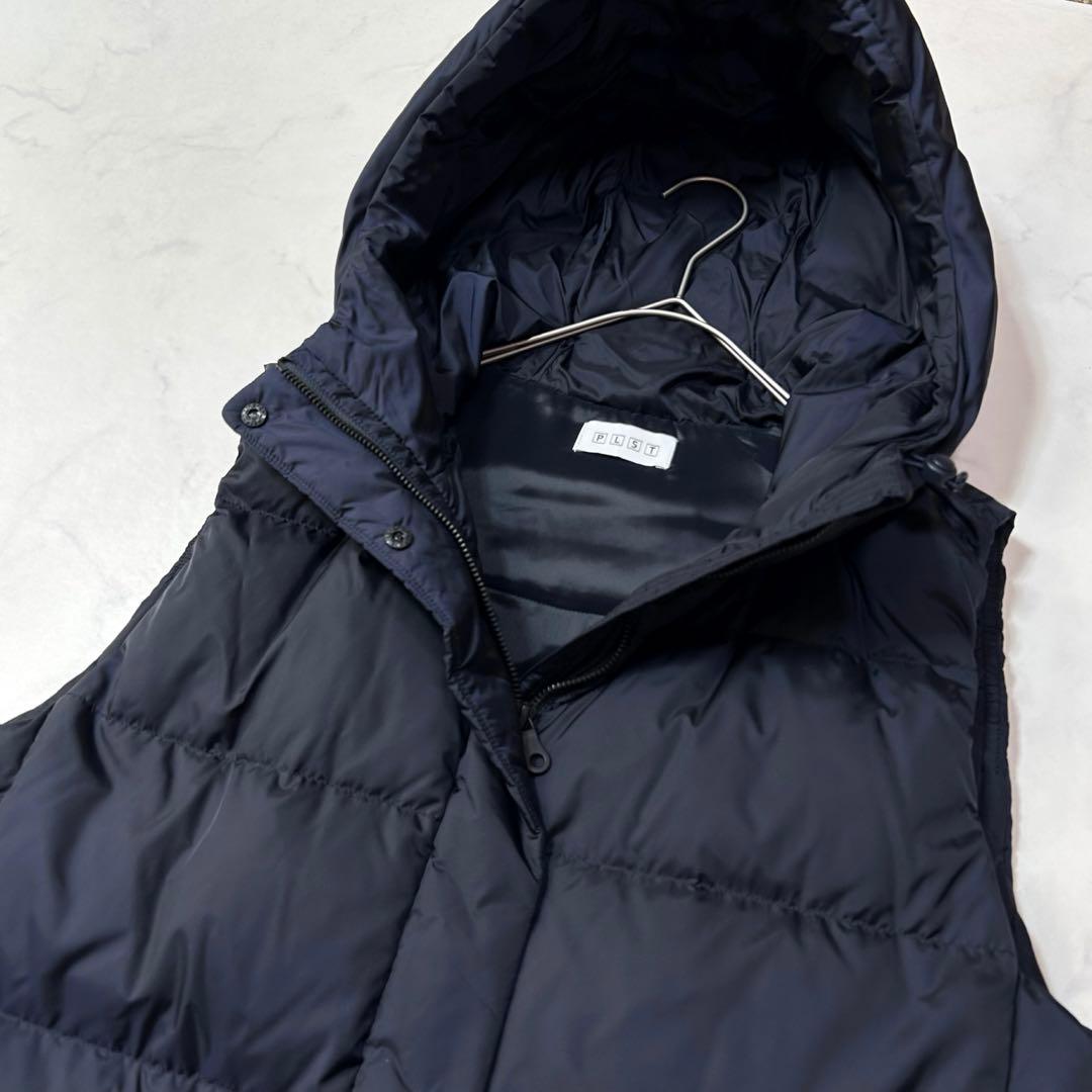 美品 プラステ ロングダウンベスト ネイビー ダウンコート ブルゾン