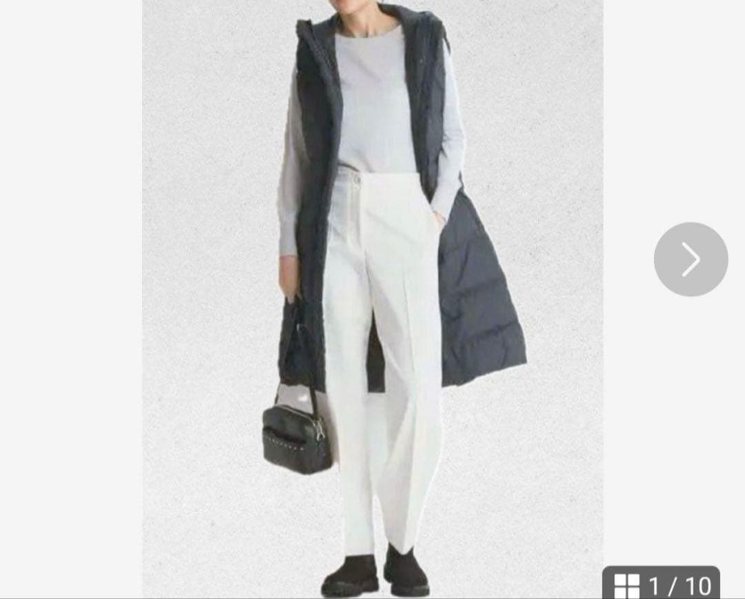 美品 プラステ ロングダウンベスト ネイビー ダウンコート ブルゾン