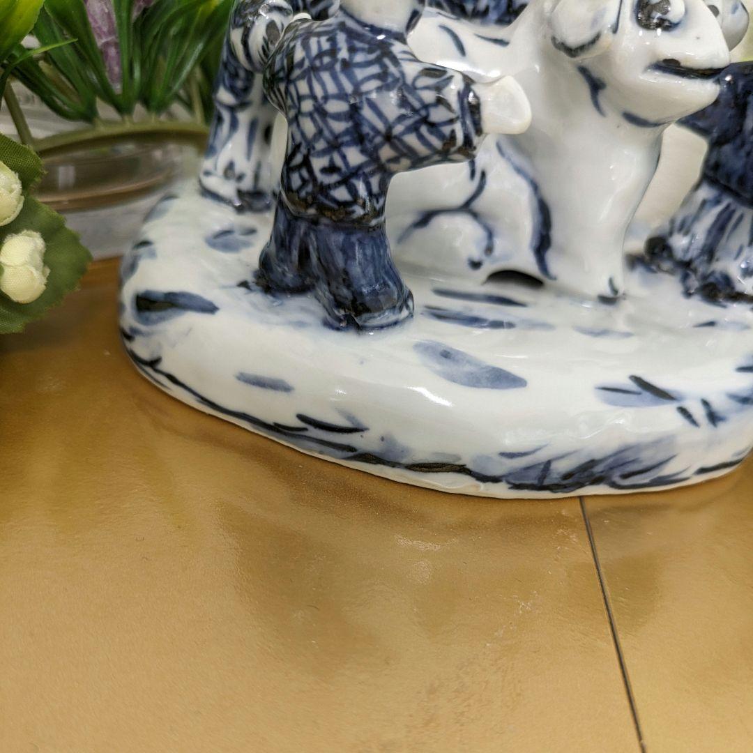 京焼清水焼　5代清風与平作　　　　　　　遊び唐子の置き物　(手作り )