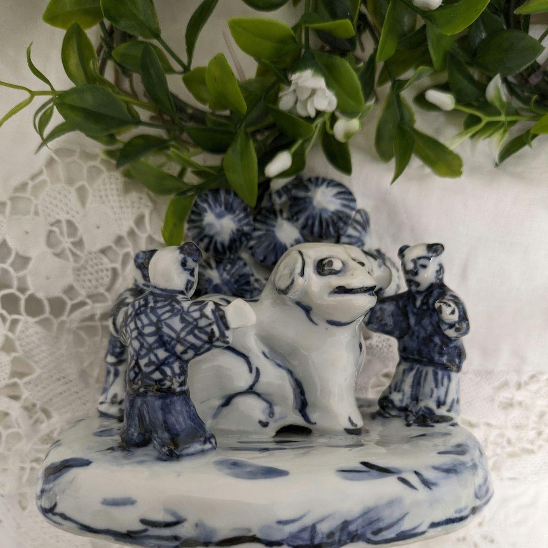 京焼清水焼　5代清風与平作　　　　　　　遊び唐子の置き物　(手作り )