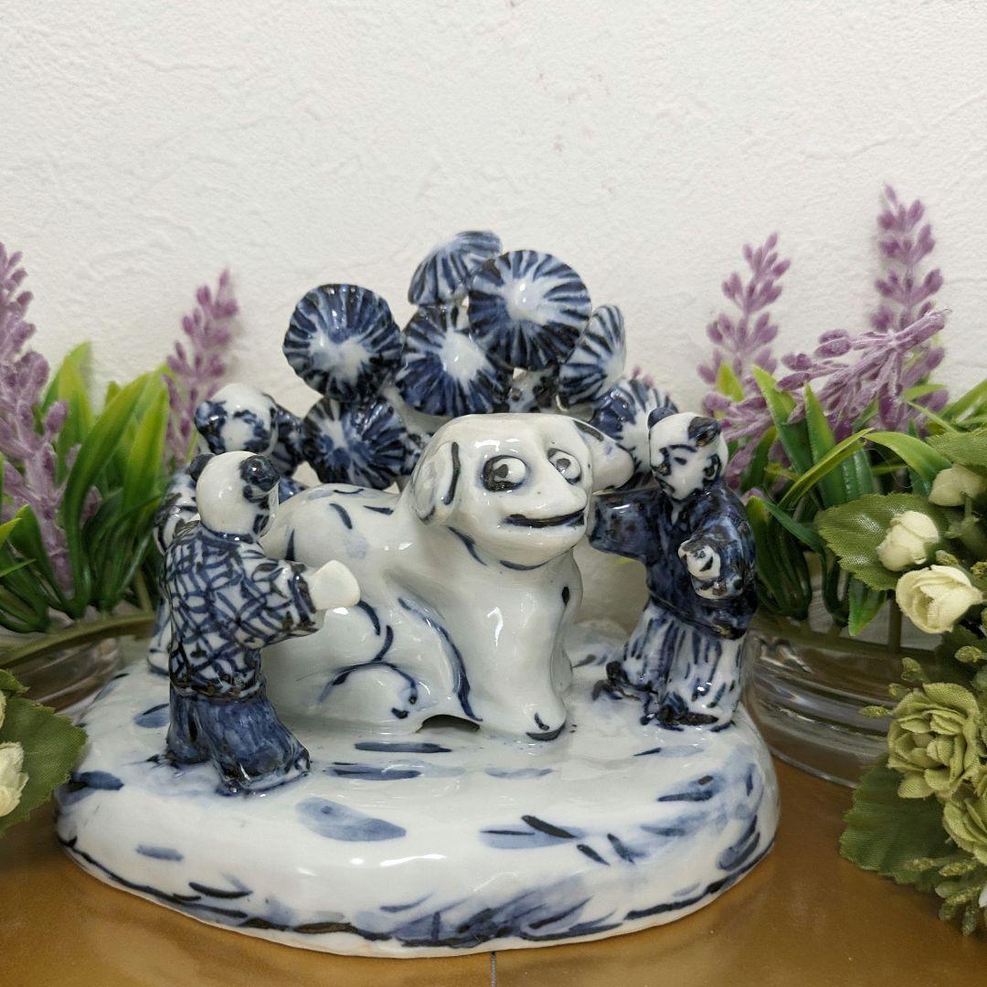 京焼清水焼　5代清風与平作　　　　　　　遊び唐子の置き物　(手作り )