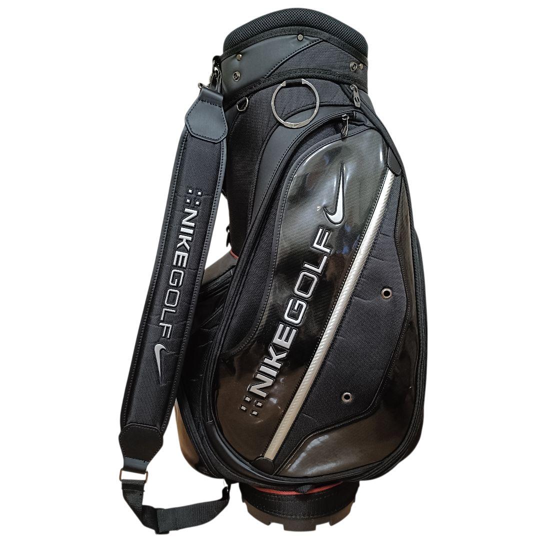【廃盤品】 ナイキ ゴルフ キャディバッグ エナメル ブラック 黒 9型 6分割