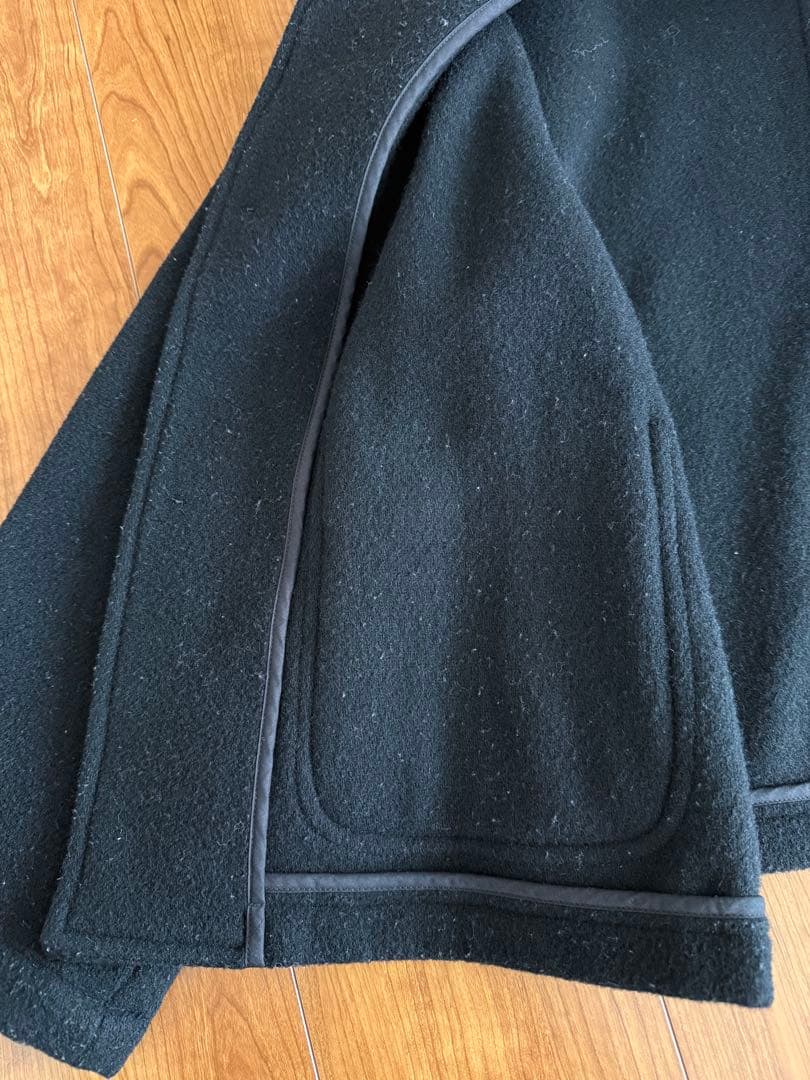 DANTON ノーカラージャケット　コート　ブラック　38