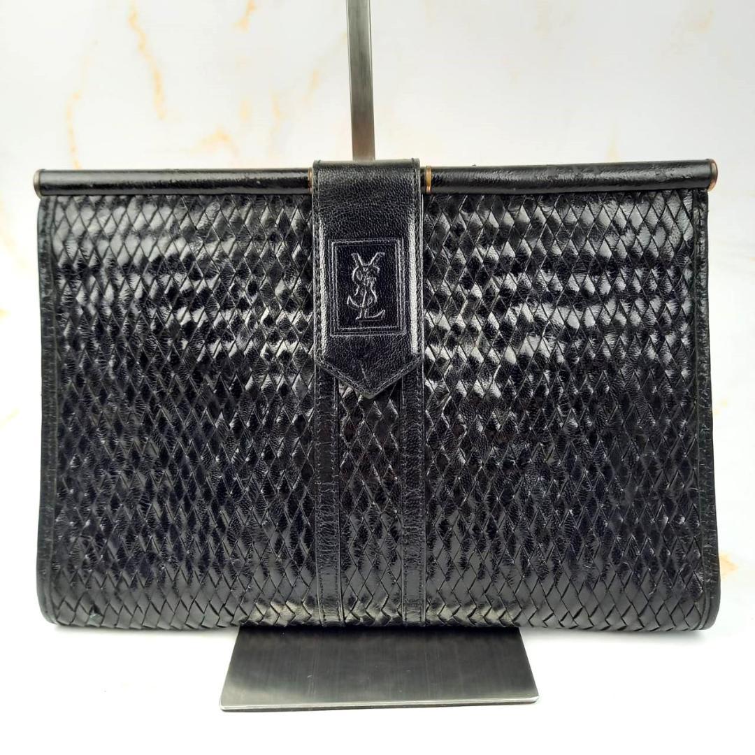イヴサンローラン　メッシュクラッチバッグ　セカンドバッグ　黒　ヴィンテージ