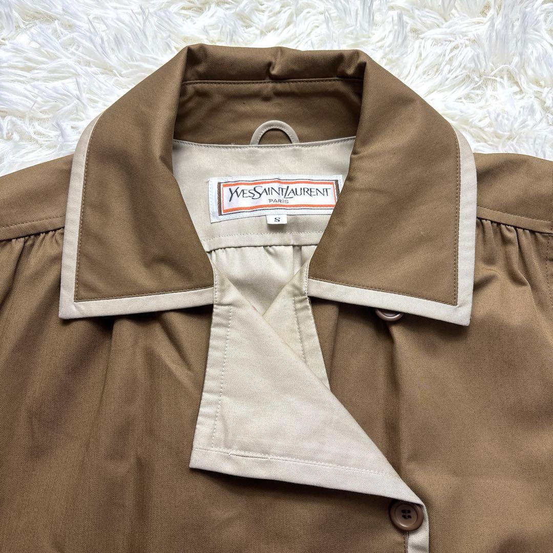 ◾︎ヴィンテージ 90s' YSL Aラインステンカラーコート ロングジャケット