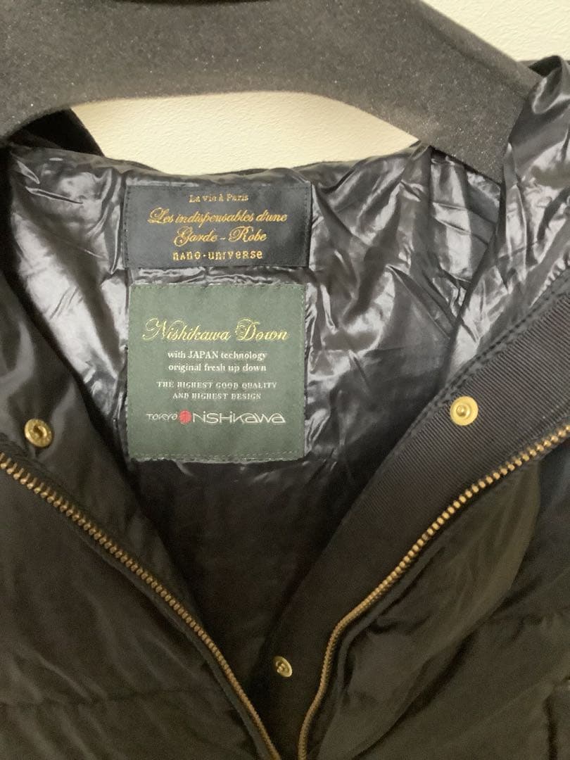 チャイニーズラクーン　黒　西川ダウン　ナノユニバース　ベスト　40 タヌキ