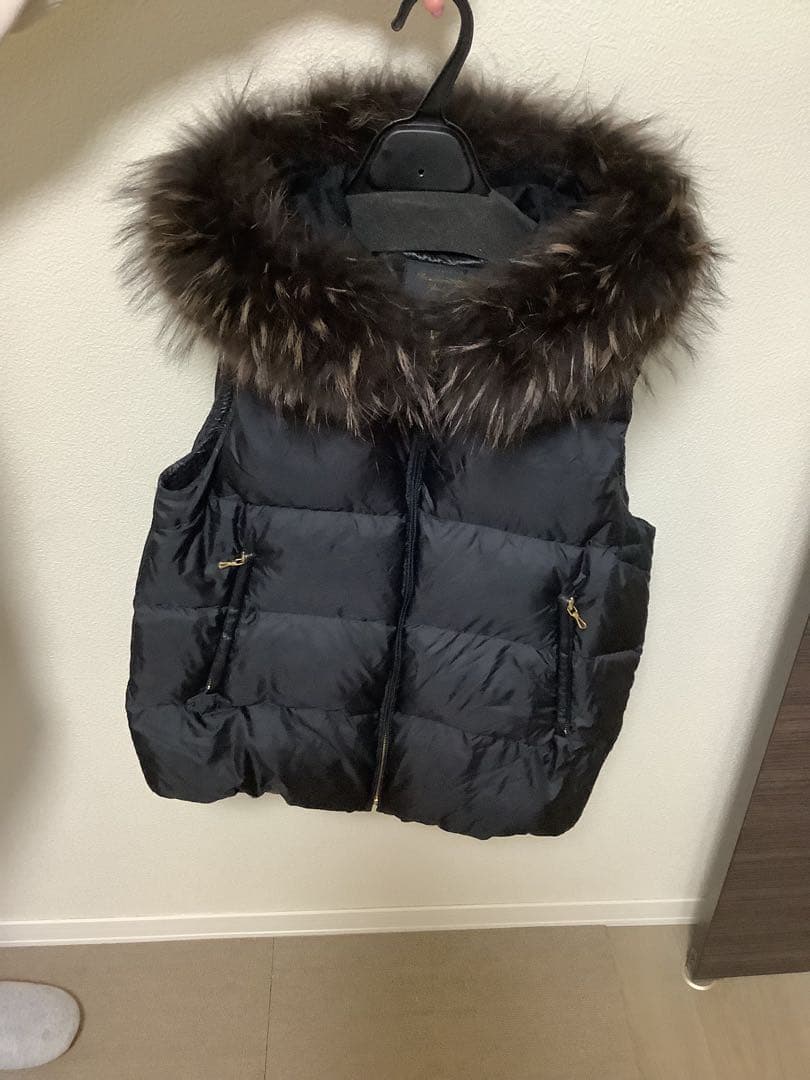 チャイニーズラクーン　黒　西川ダウン　ナノユニバース　ベスト　40 タヌキ