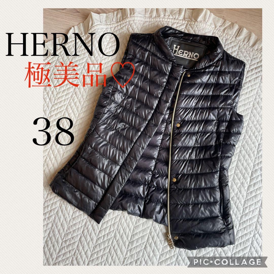 k♡極美品♡ HERNO ヘルノ ダウンベスト ゴールドジップ　ブラック