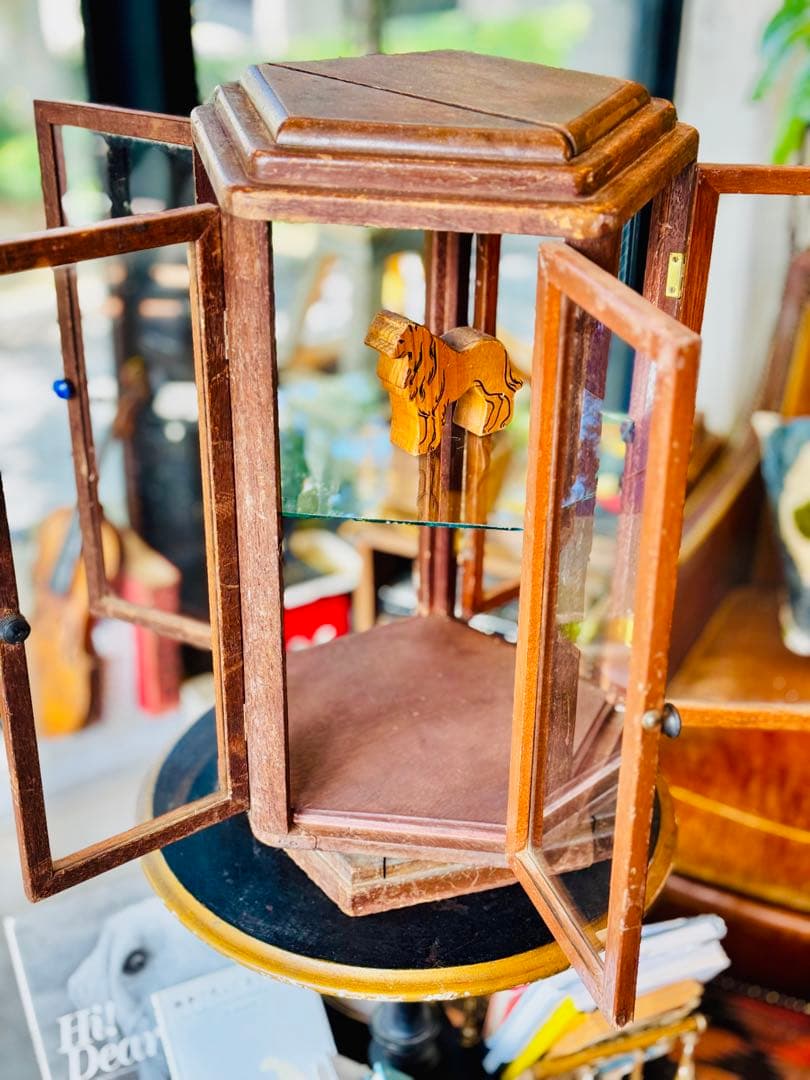 木製五角形ショーケース アンティーク