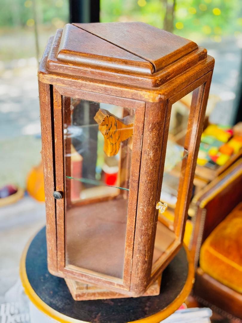 木製五角形ショーケース アンティーク