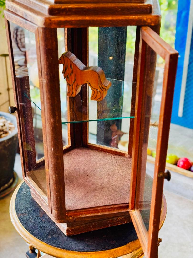 木製五角形ショーケース アンティーク