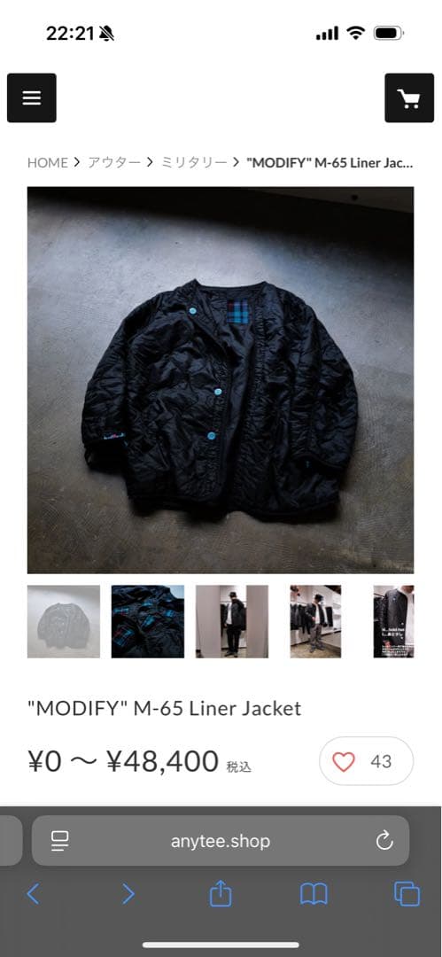 ジャケット・アウター anytee \"MODIFY\" M-65 Liner Jacket, M