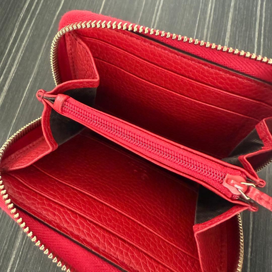 GUCCI　ソーホー　ケース　レザー　ラウンドファスナー　レッド