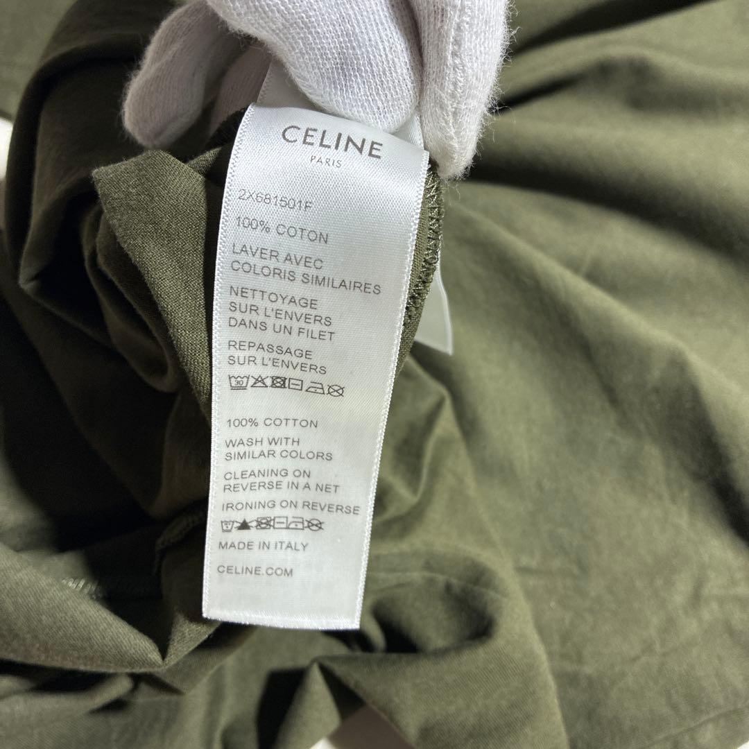 未使用級/XL相当 CELINE セリーヌ　Tシャツ　半袖　デカロゴ　カーキ