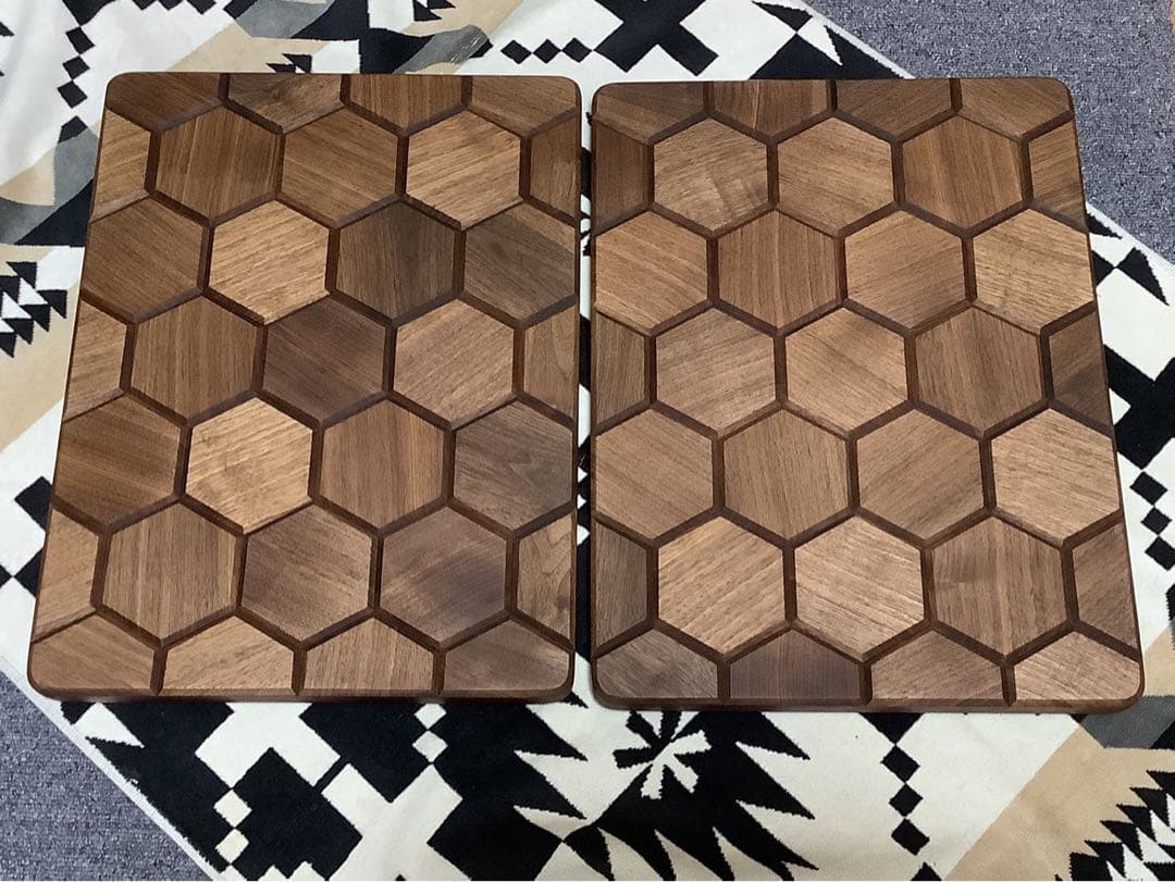 河乃屋様オーダー品　シェルコン25用天板　ヘキサゴン柄142ウォールナット