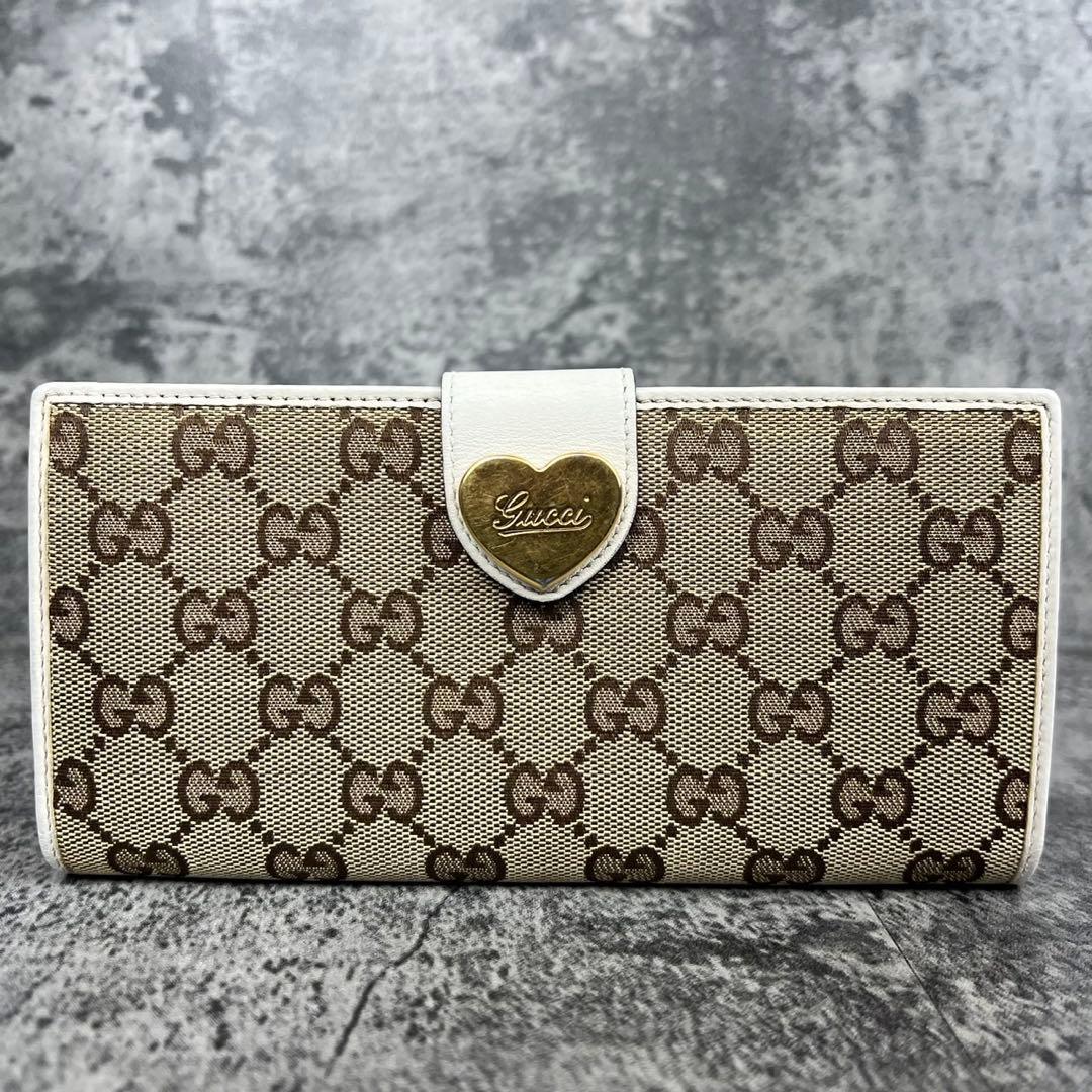 GUCCI ラブリーハート GGキャンバス 長財布 Wホック