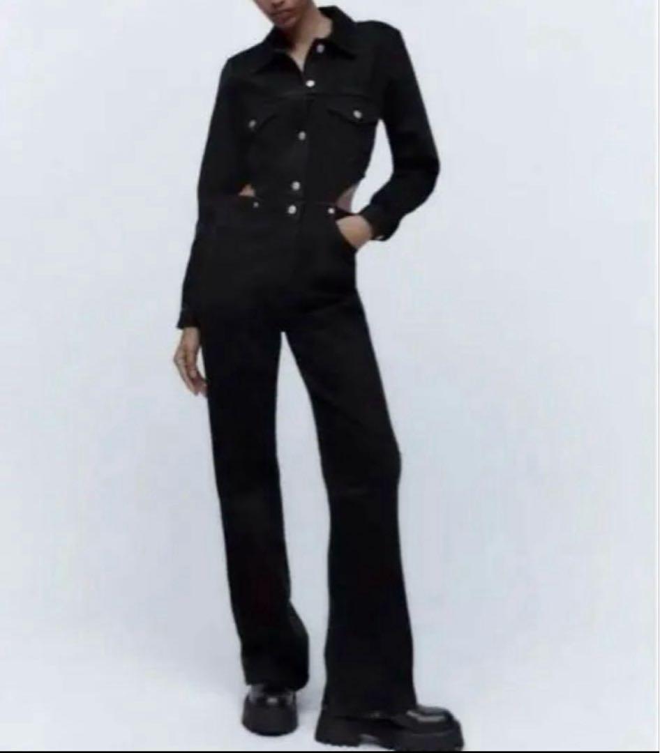 ZARA ジャンプスーツ カットアウト　デニム　オーバーオール