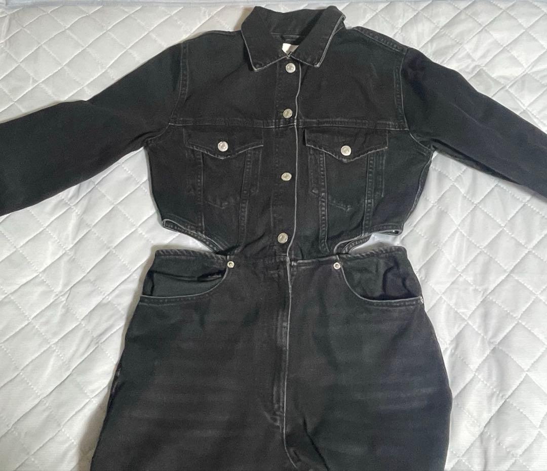 ZARA ジャンプスーツ カットアウト　デニム　オーバーオール