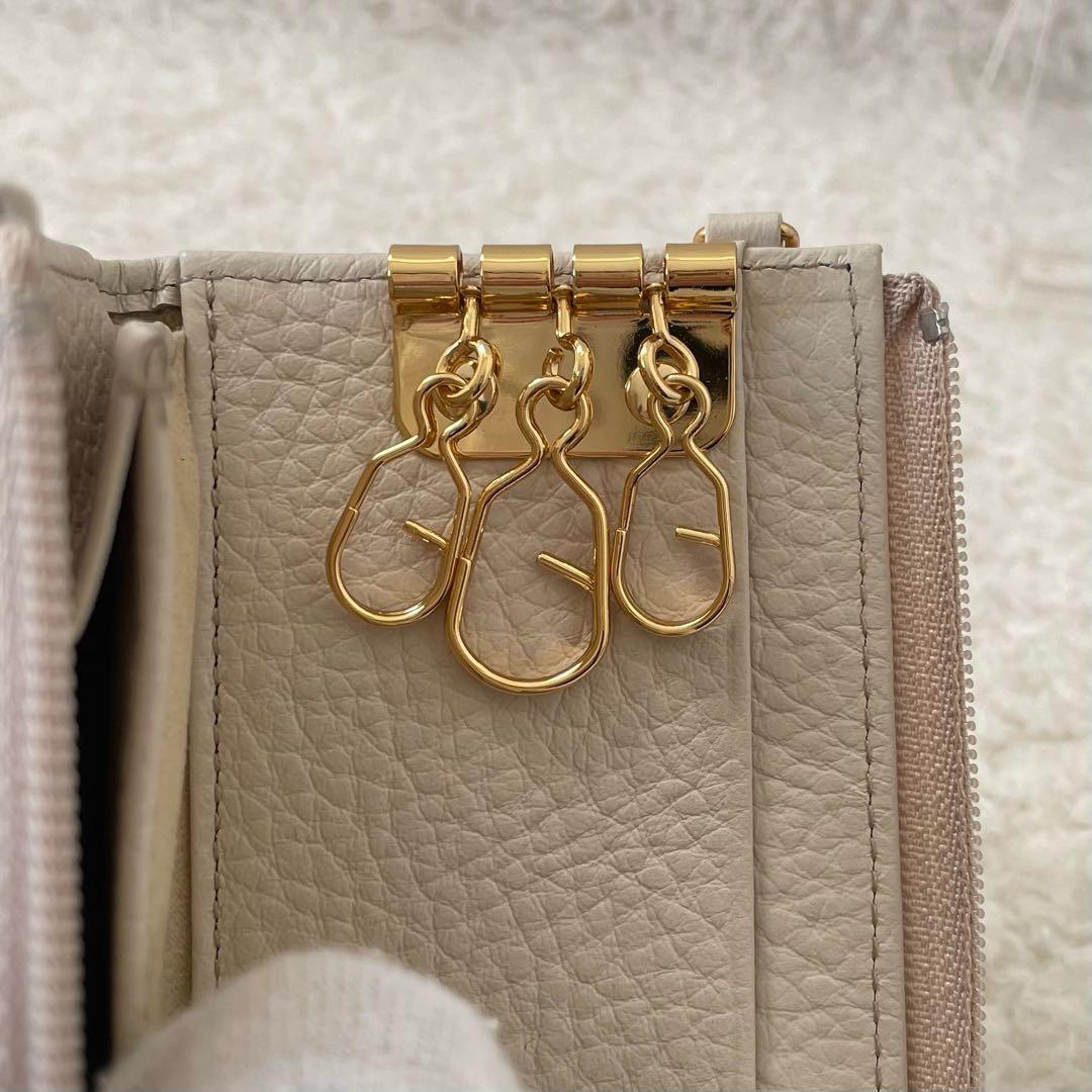 【美品】ATAO キーケース 3連 レザー ミニ財布 ベル 小銭入れ