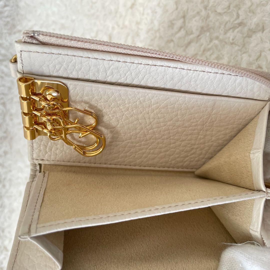 【美品】ATAO キーケース 3連 レザー ミニ財布 ベル 小銭入れ