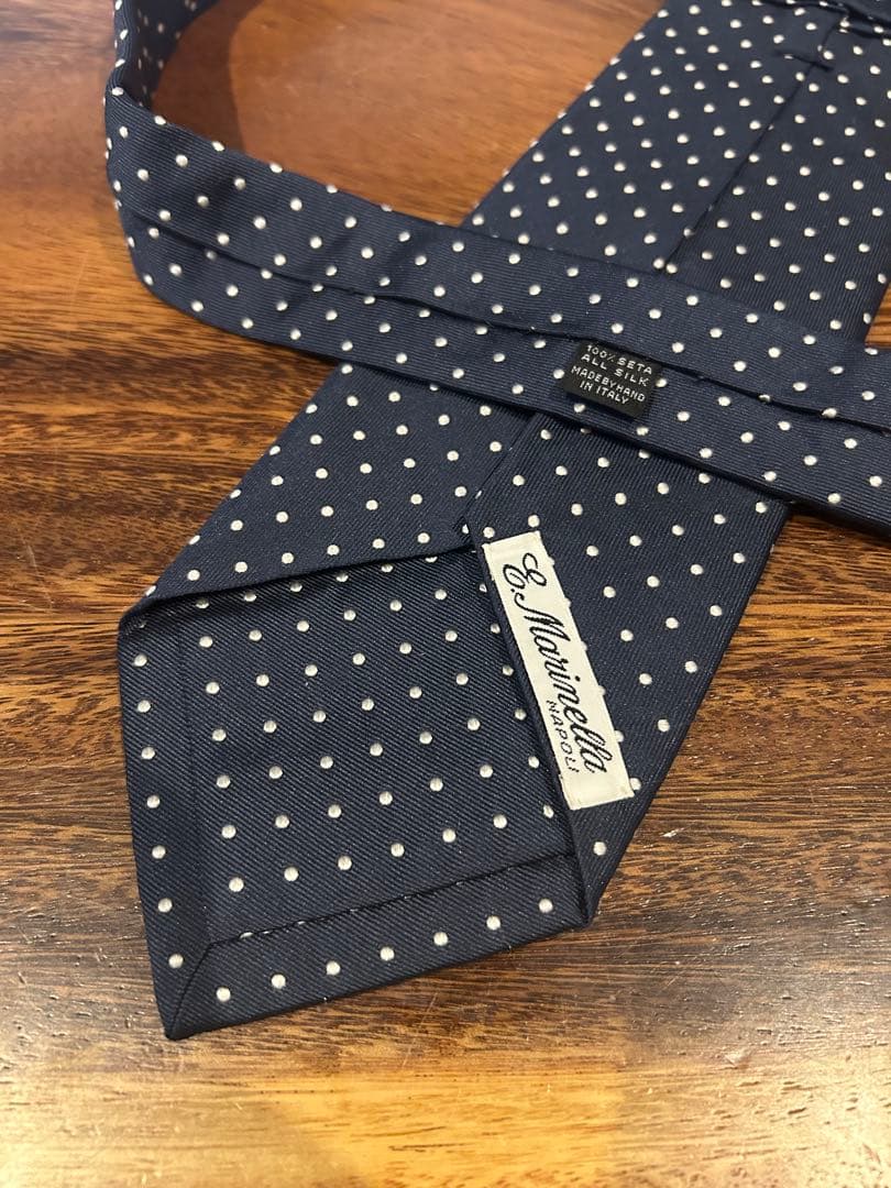 マリネッラ　セッテピエゲ　7つ折り　ネイビー　ドット