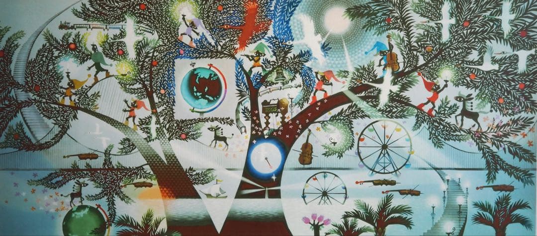 ヒデックス 真作■藤城清治 版画 地球讃歌 直筆サイン■絵画