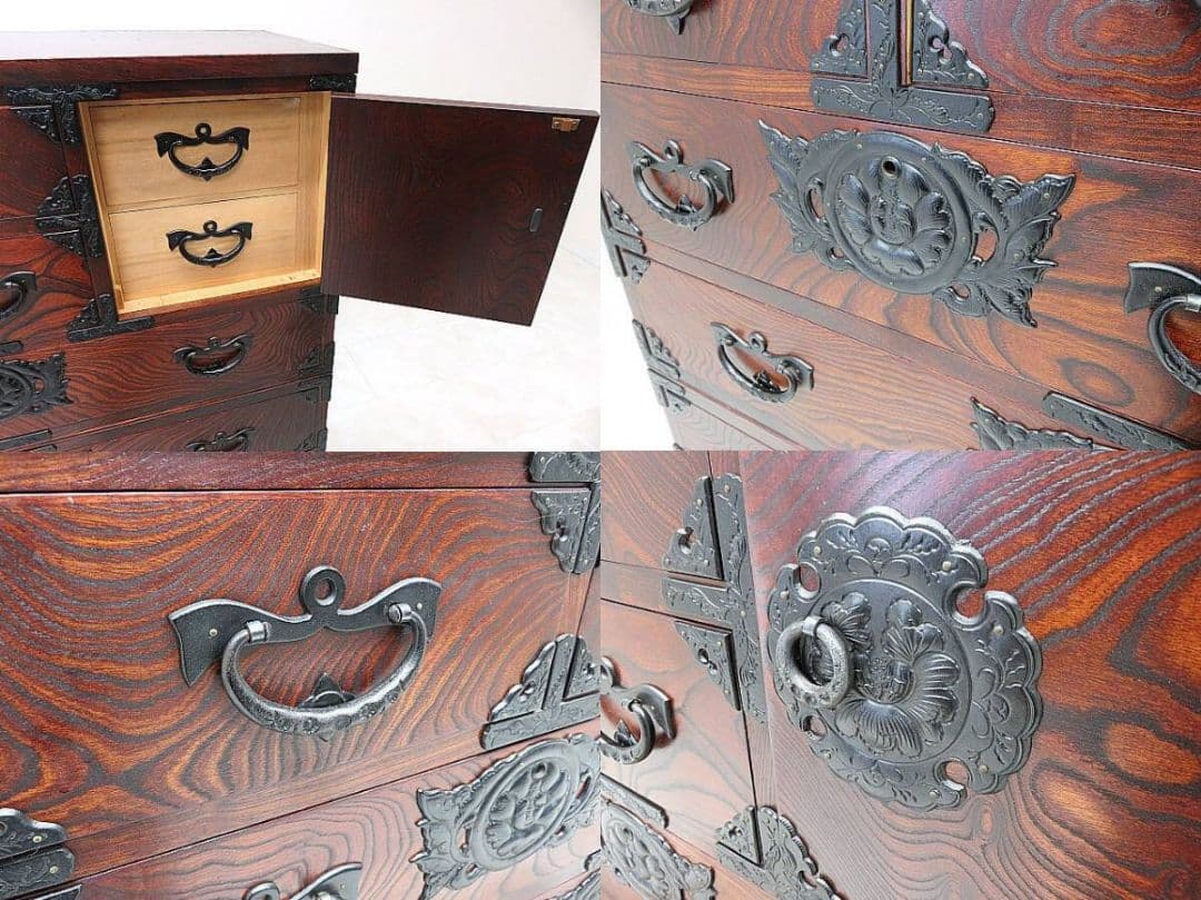 美品　伝統工芸　岩谷堂箪笥 整理箪笥 ケヤキ材欅材　拭き漆仕上げ 和箪笥　鍵付き