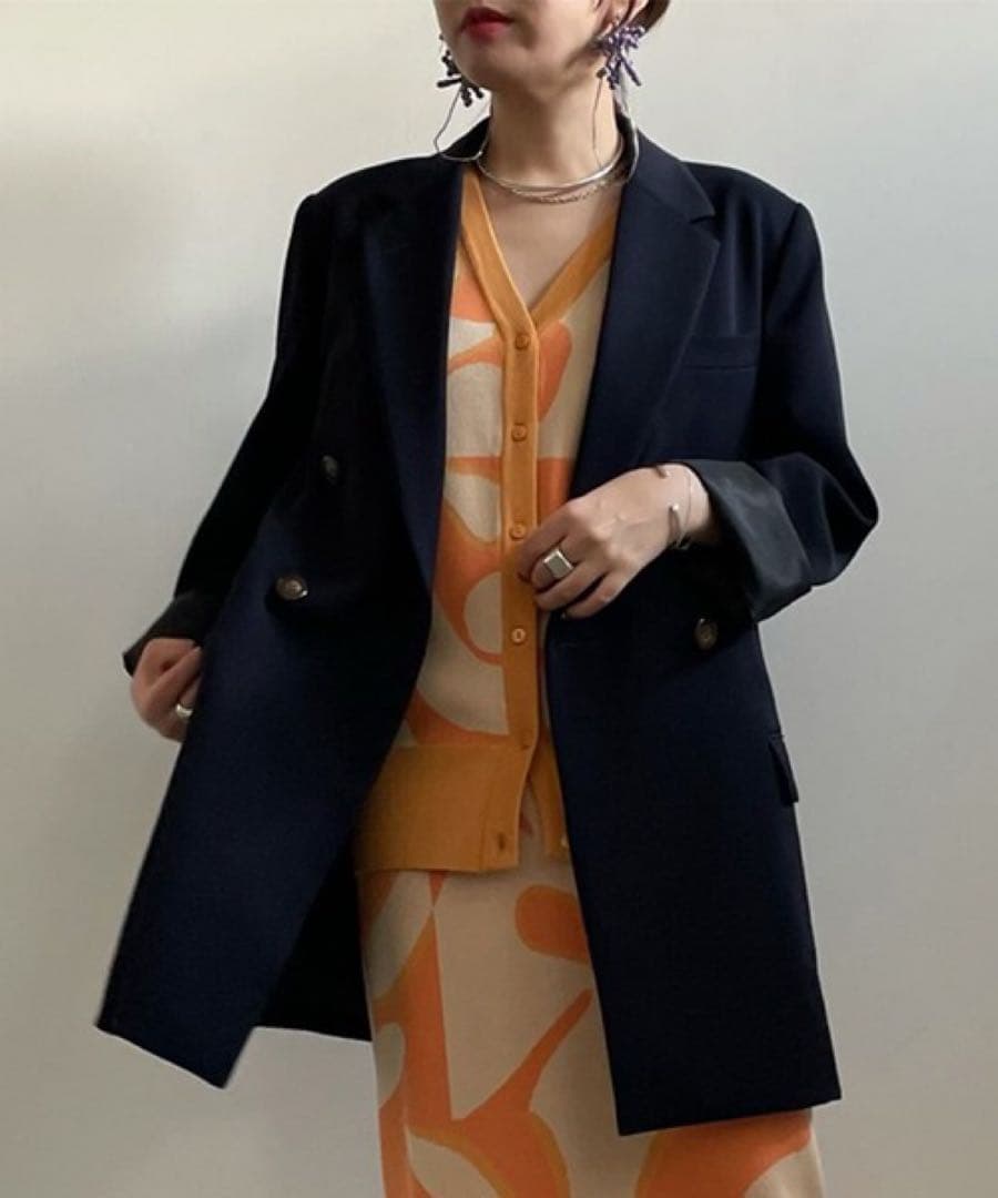 CLASSIC MINIMAL TAILORED JACKET ネイビー S
