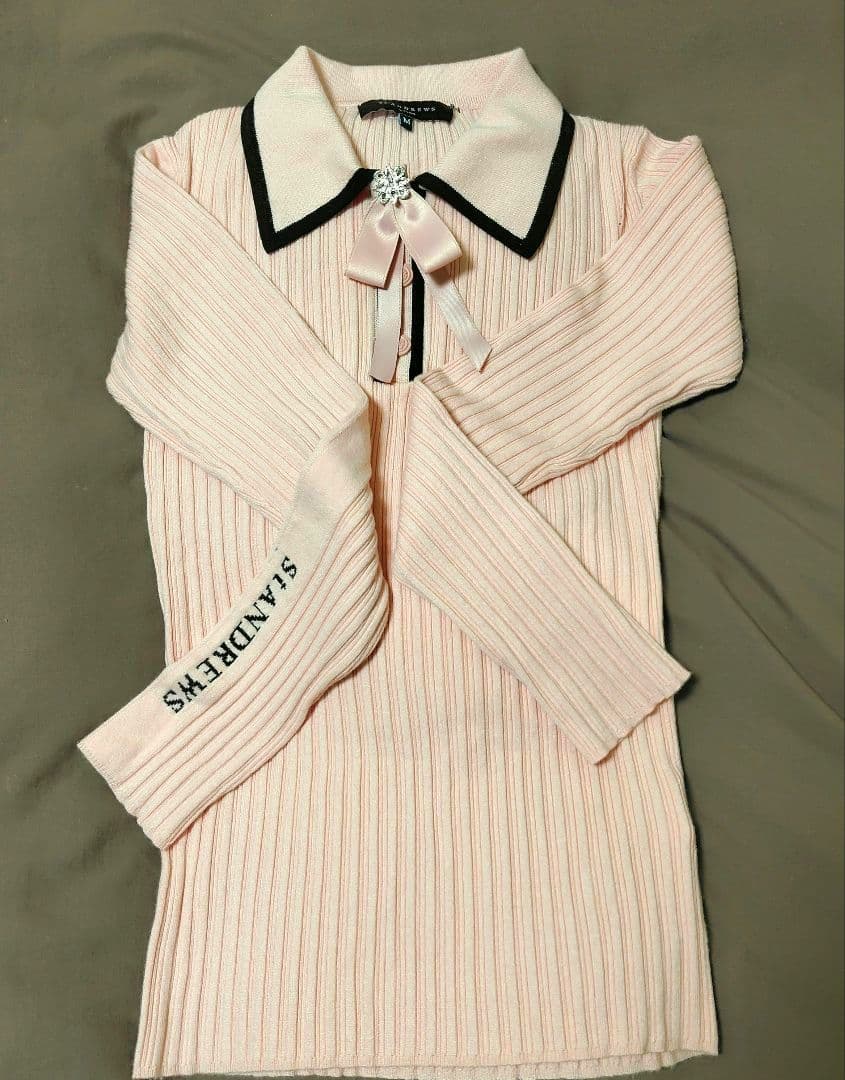 ST ANDREWS 　ニット　セーター 　リボン　ビジュー　ピンク