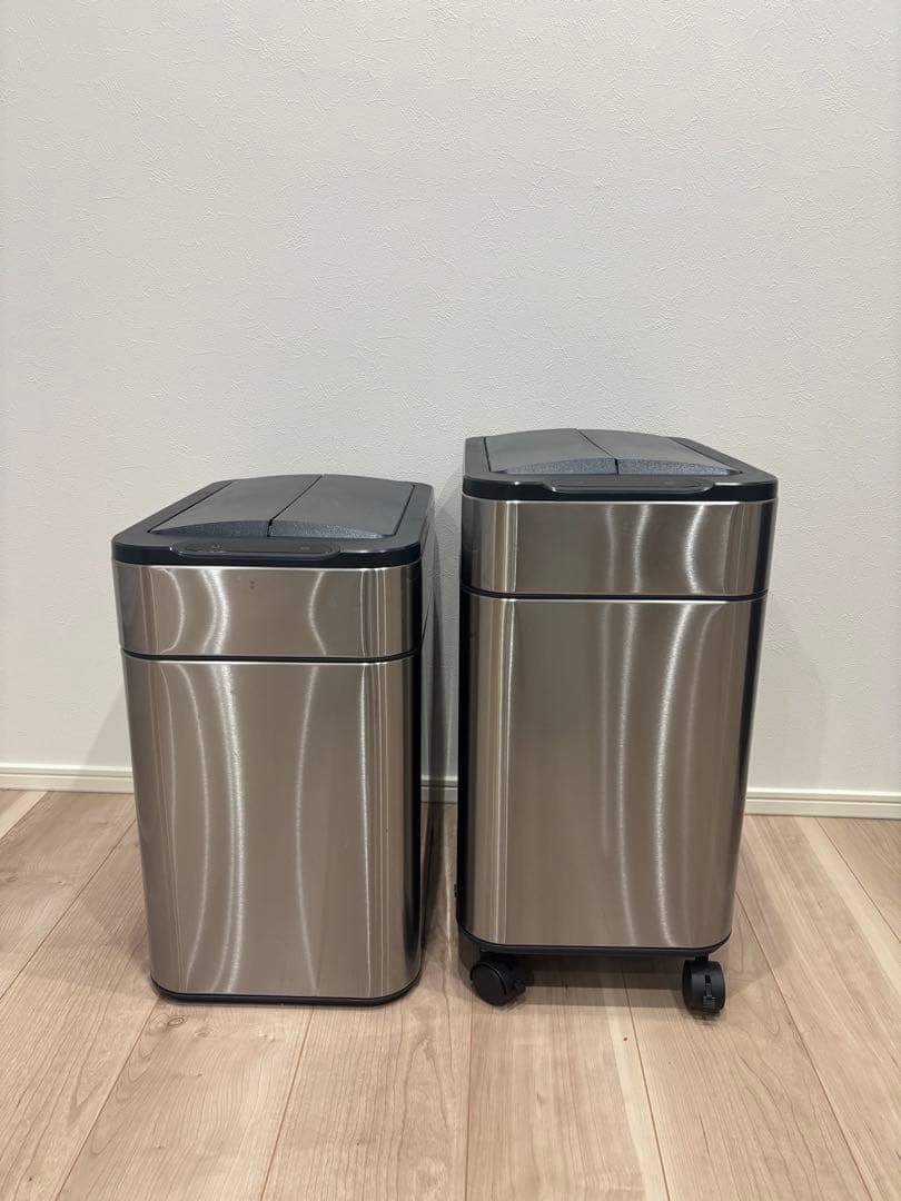 【美品】40L 自動開閉式ゴミ箱シルバー　センサー式ステンレスゴミ箱　2個セット