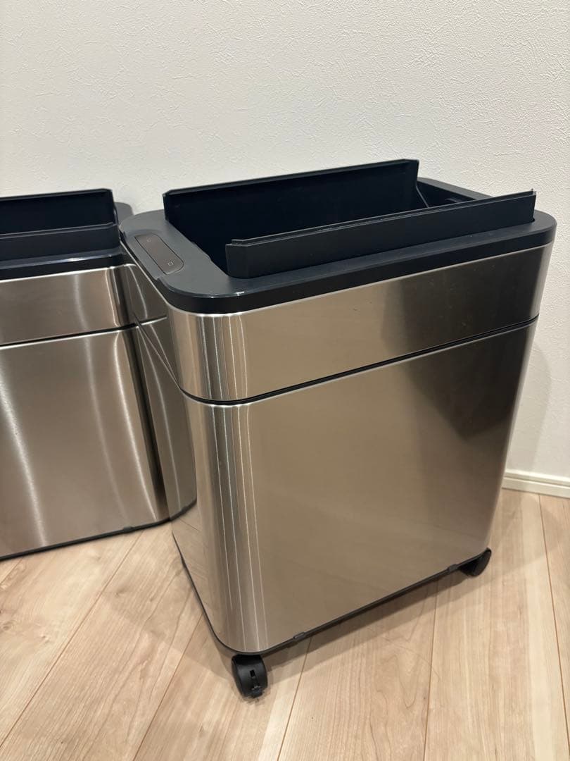 【美品】40L 自動開閉式ゴミ箱シルバー　センサー式ステンレスゴミ箱　2個セット
