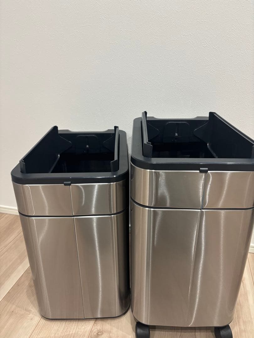 【美品】40L 自動開閉式ゴミ箱シルバー　センサー式ステンレスゴミ箱　2個セット