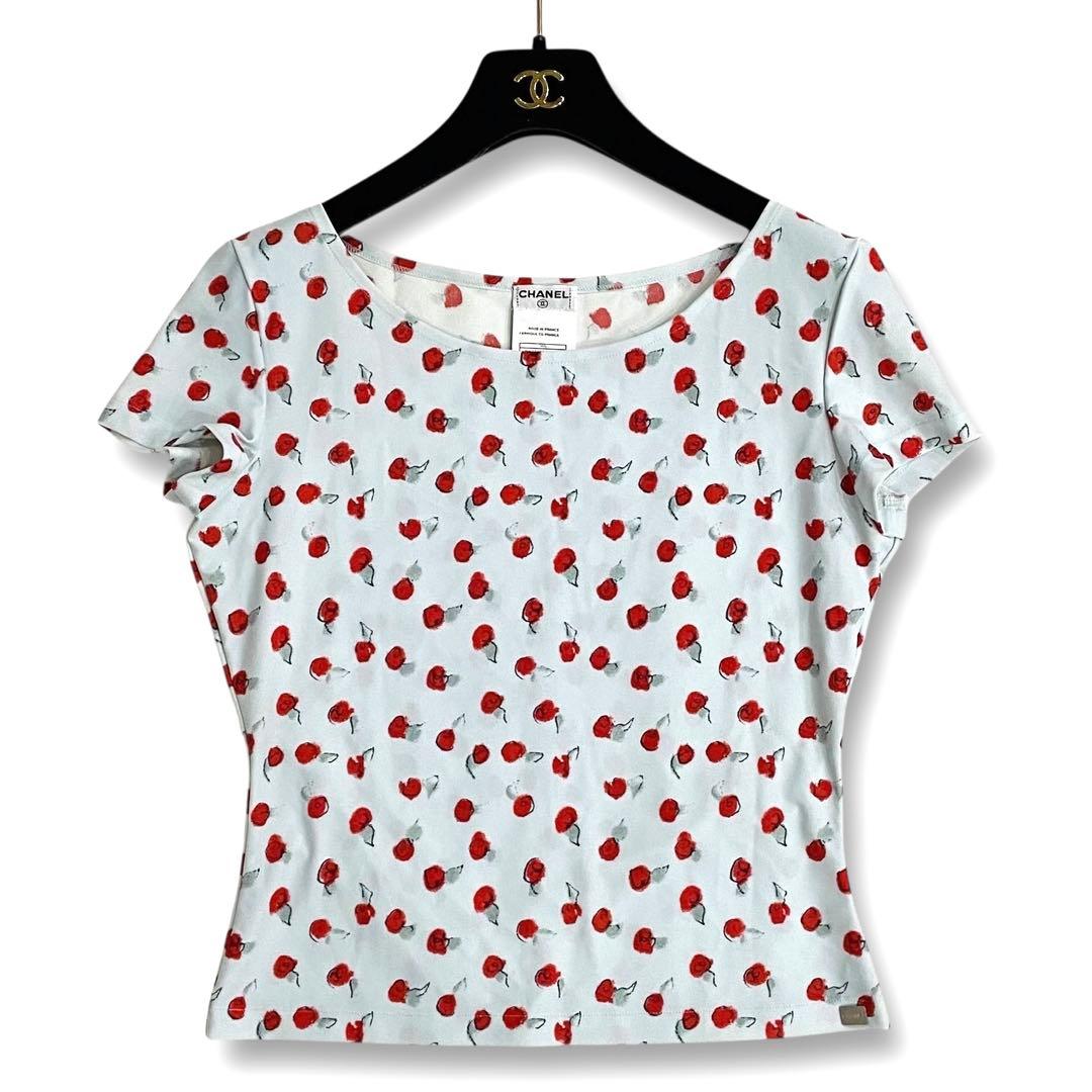 未使用に近い★シャネル 99S バラ 総柄 カットソー トップス レディース40
