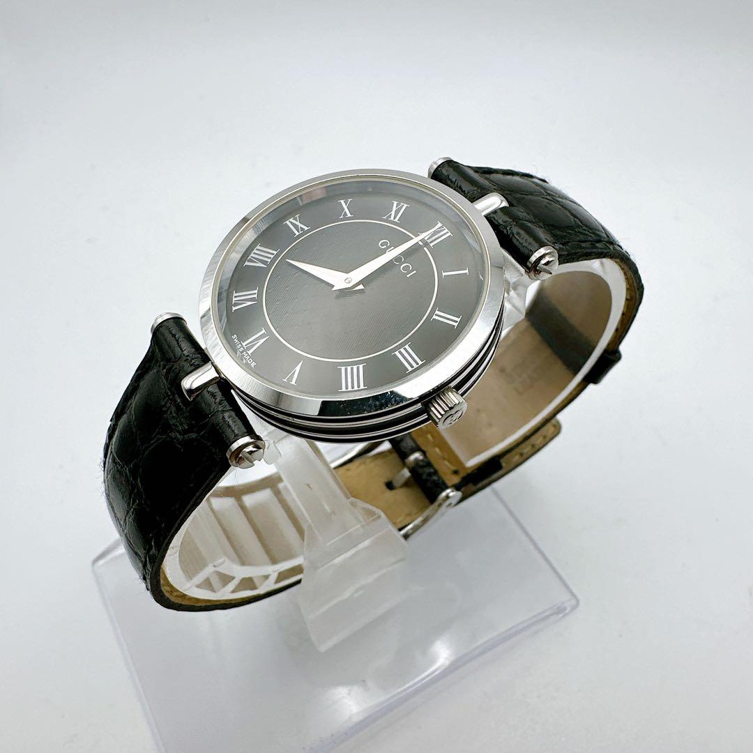 美品稼動品 グッチ GUCCI メンズ レディース 腕時計 黒文字盤 2040M