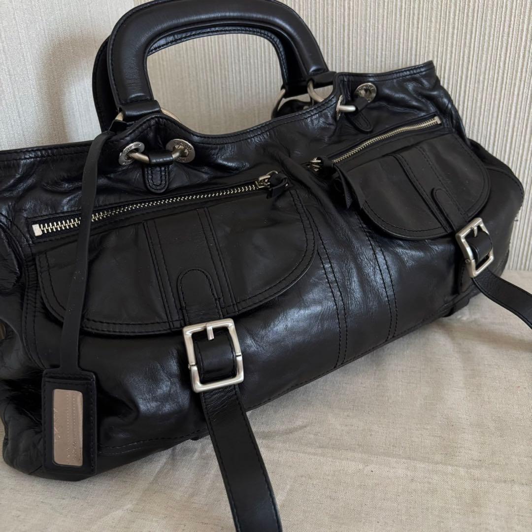 DKNY ダナキャラン レザーハンドバッグ 本革 ブラック Y2K