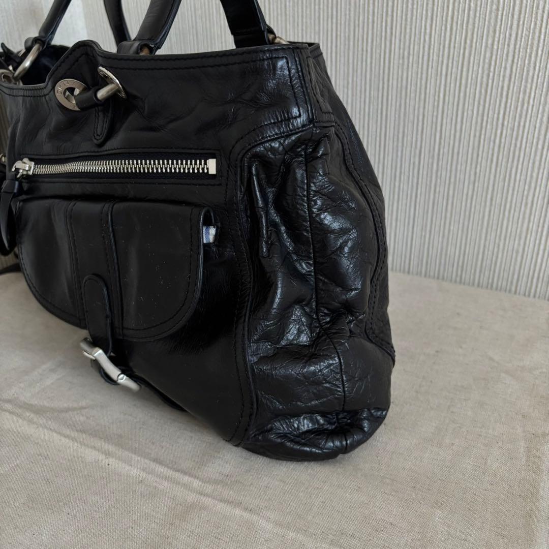 DKNY ダナキャラン レザーハンドバッグ 本革 ブラック Y2K