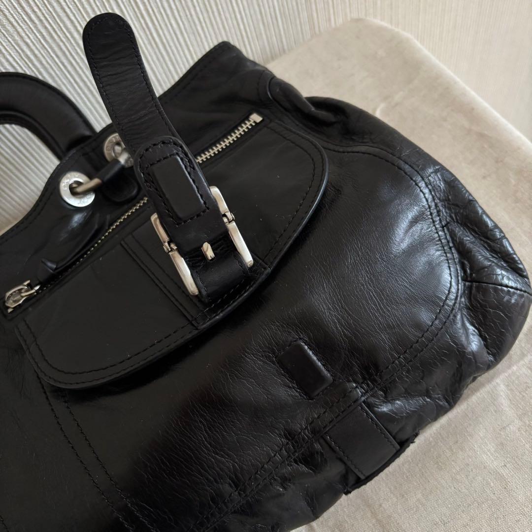 DKNY ダナキャラン レザーハンドバッグ 本革 ブラック Y2K