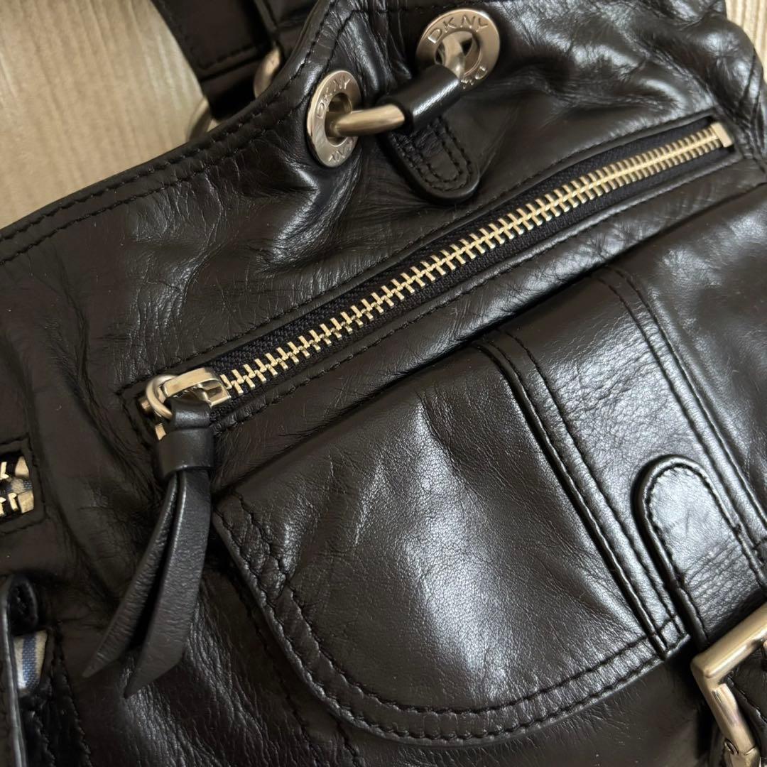 DKNY ダナキャラン レザーハンドバッグ 本革 ブラック Y2K