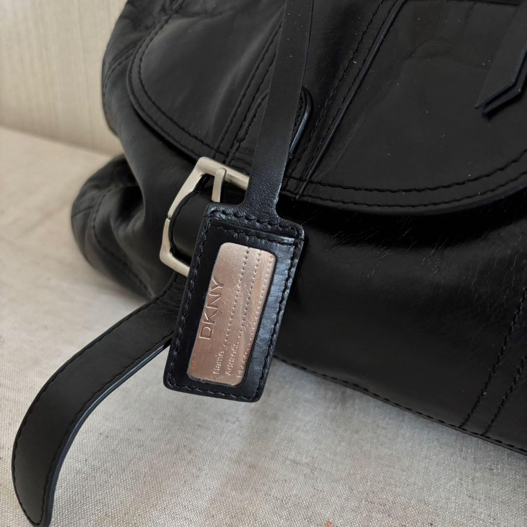 DKNY ダナキャラン レザーハンドバッグ 本革 ブラック Y2K