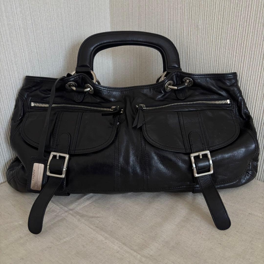 DKNY ダナキャラン レザーハンドバッグ 本革 ブラック Y2K