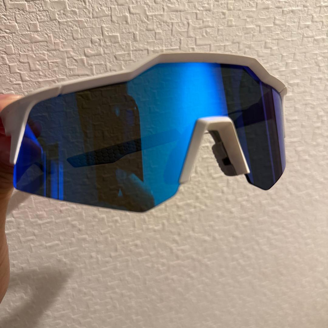 100%スポーツサングラス 青色ミラー レンズ ケース付き