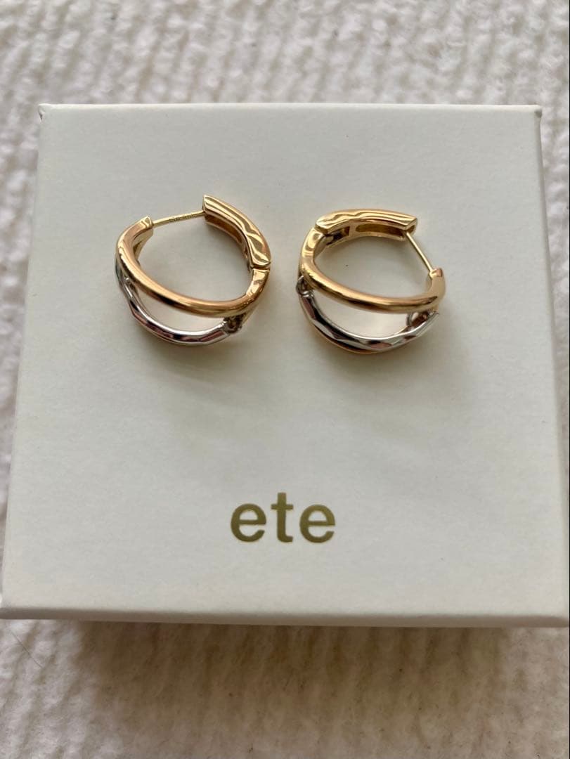 ete コンビフープピアス SV925 ポストK18 箱・保証書付き