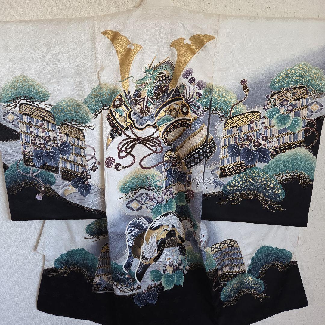 No22 正絹　男の子お祝い着物　産着　長襦袢付き　七五三　美品