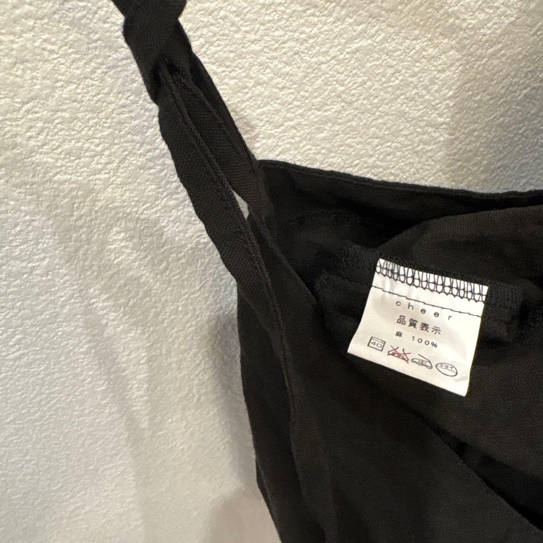 cheer札幌　黒　リネンサロペット　オーバーオール