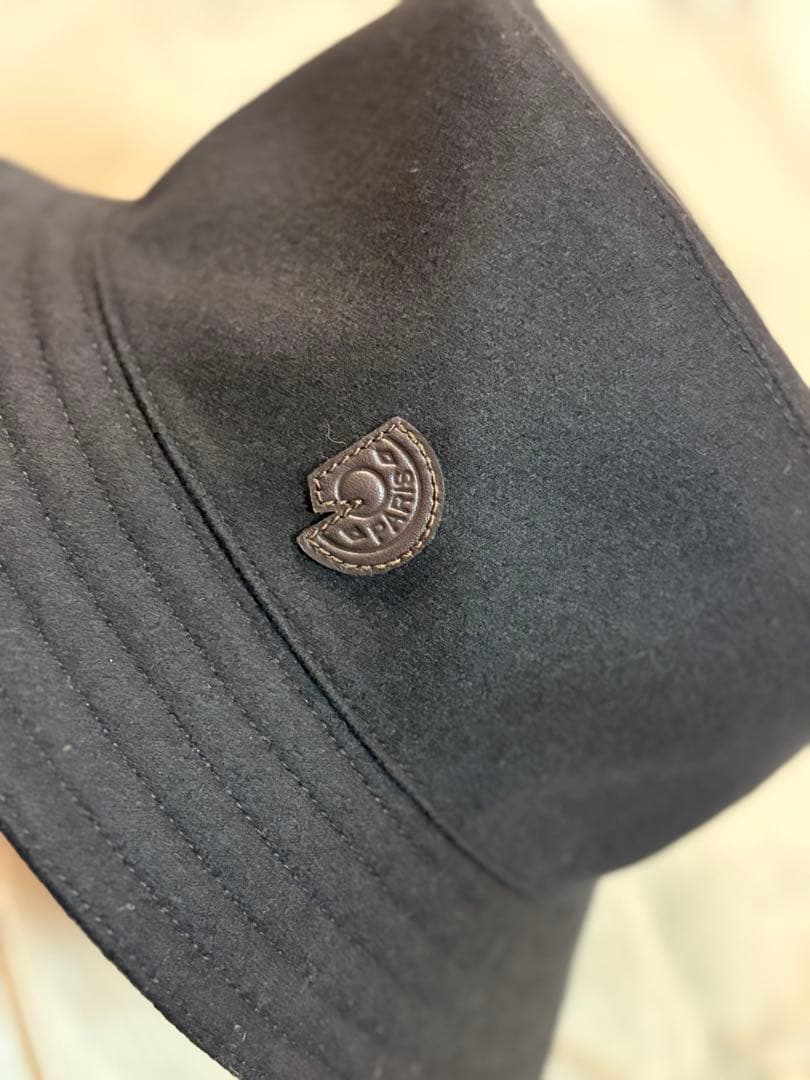 エルメス　ハット　フレッドクルー　57 黒　シルク　カシミア