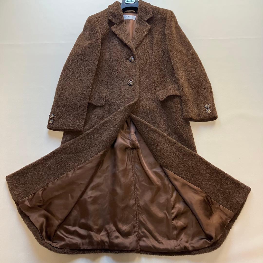 マックスマーラ アルパカ ウール マキシ チェスターコート 丈117