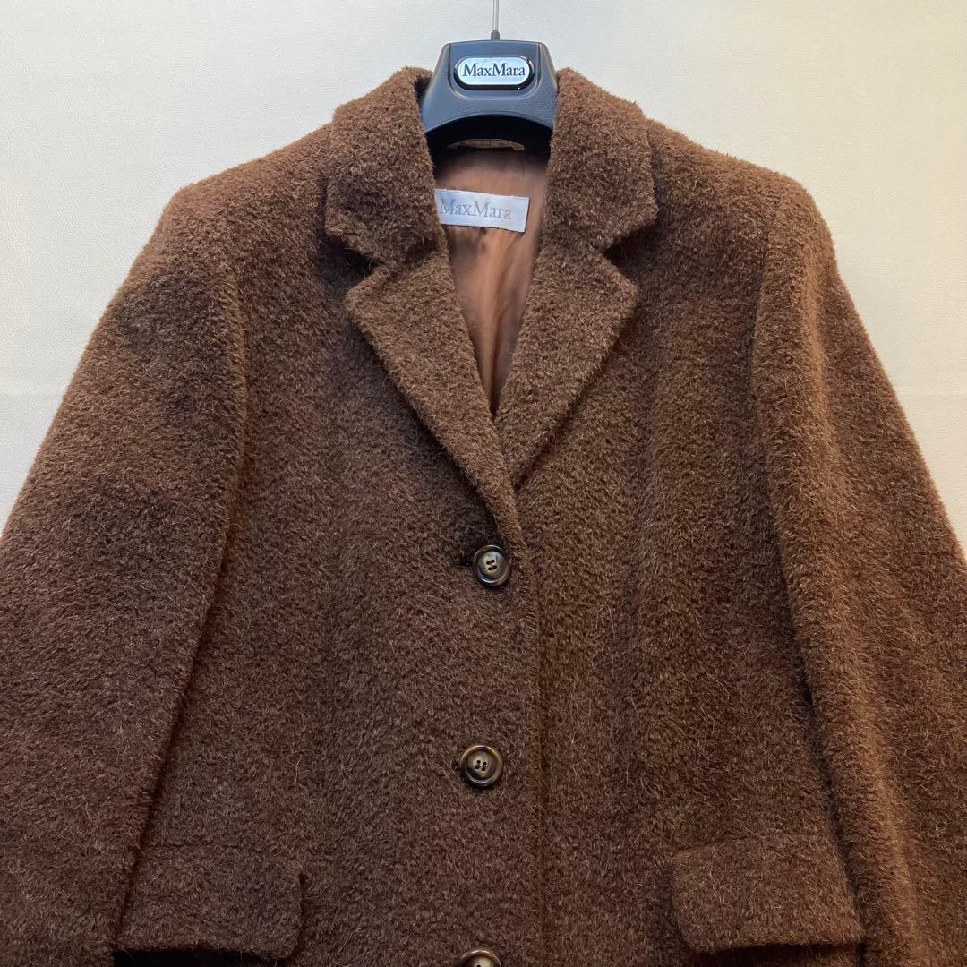 マックスマーラ アルパカ ウール マキシ チェスターコート 丈117